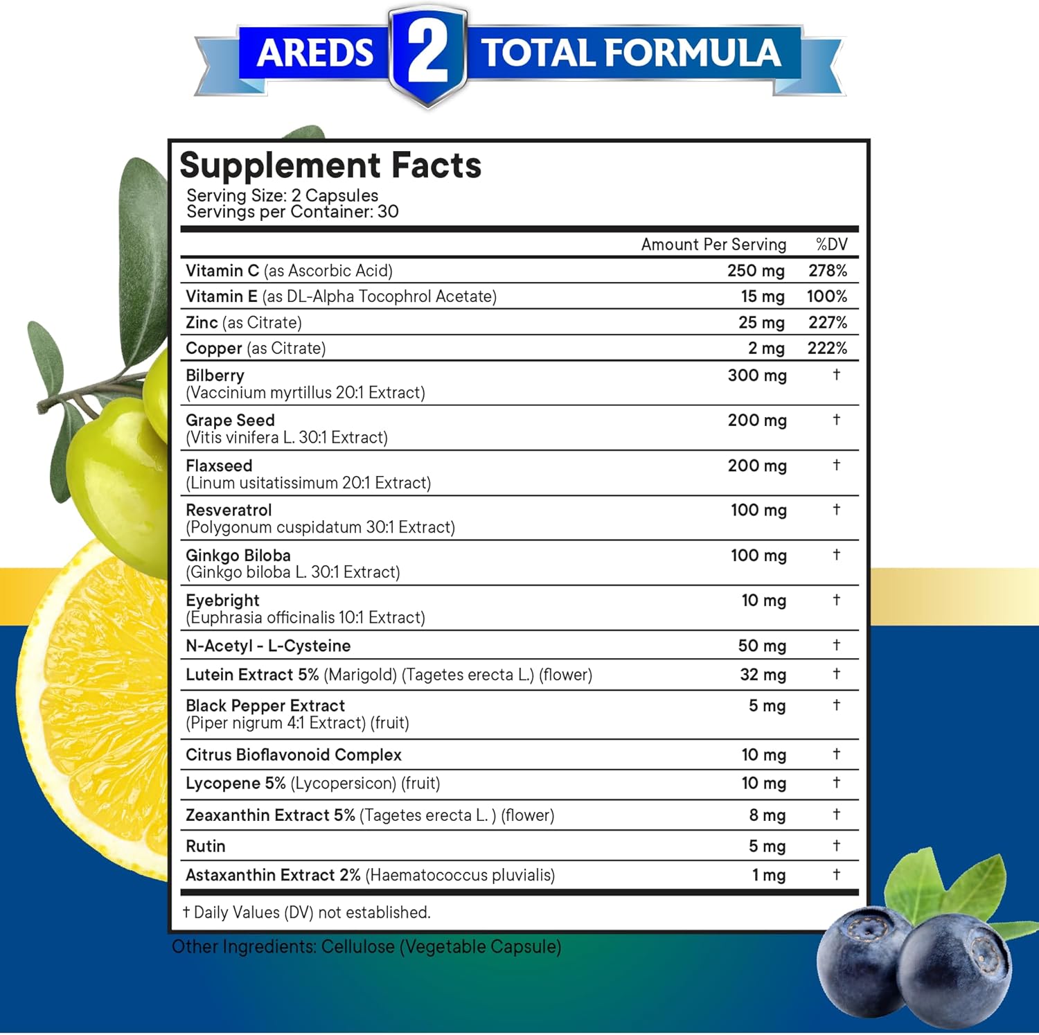 Eye Health Vitamin Supplement with Bilberry, Lutein, Zeaxanthin, Lycopene, Resveratrol, Grape Seed Extract, and Astaxanthin - 180 Count