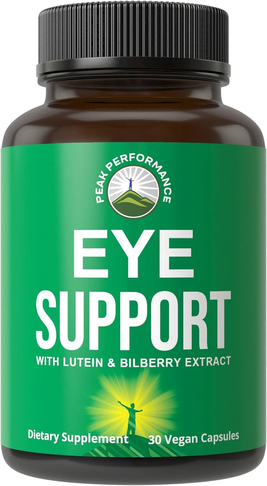 Eye Support Supplement for Computer Users - Vegan Capsules with Lutein, Zeaxanthin, Astaxanthin, Carotenoids, and Bilberry Extract for Peak Performance
