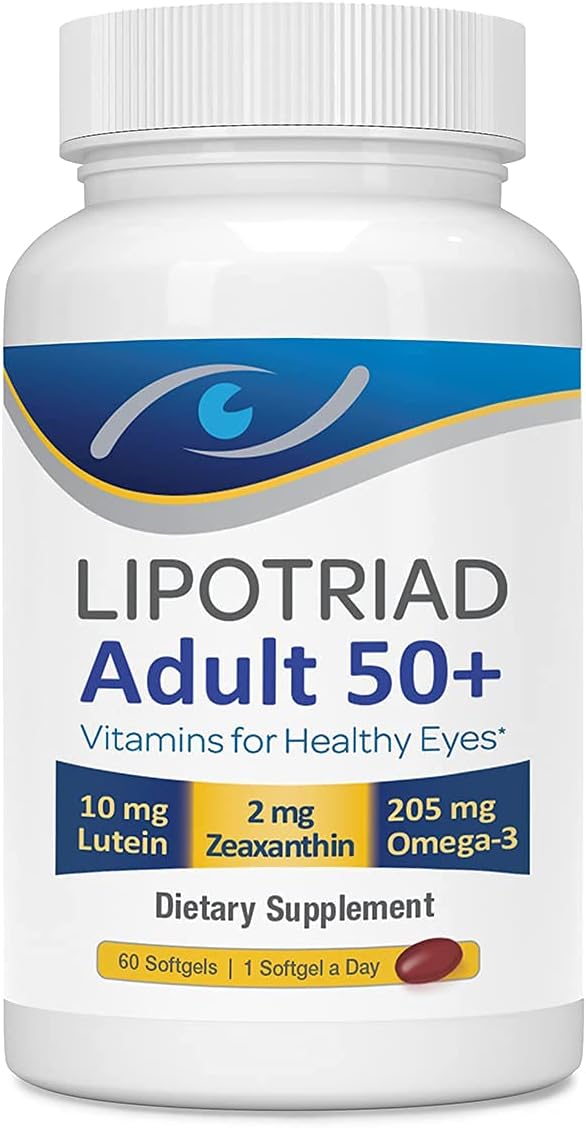 Eye Vitamin and Mineral Supplement with Zinc, Vitamins C & E, Omega 3, Lutein & Zeaxanthin - 60 Count by Lipotriad