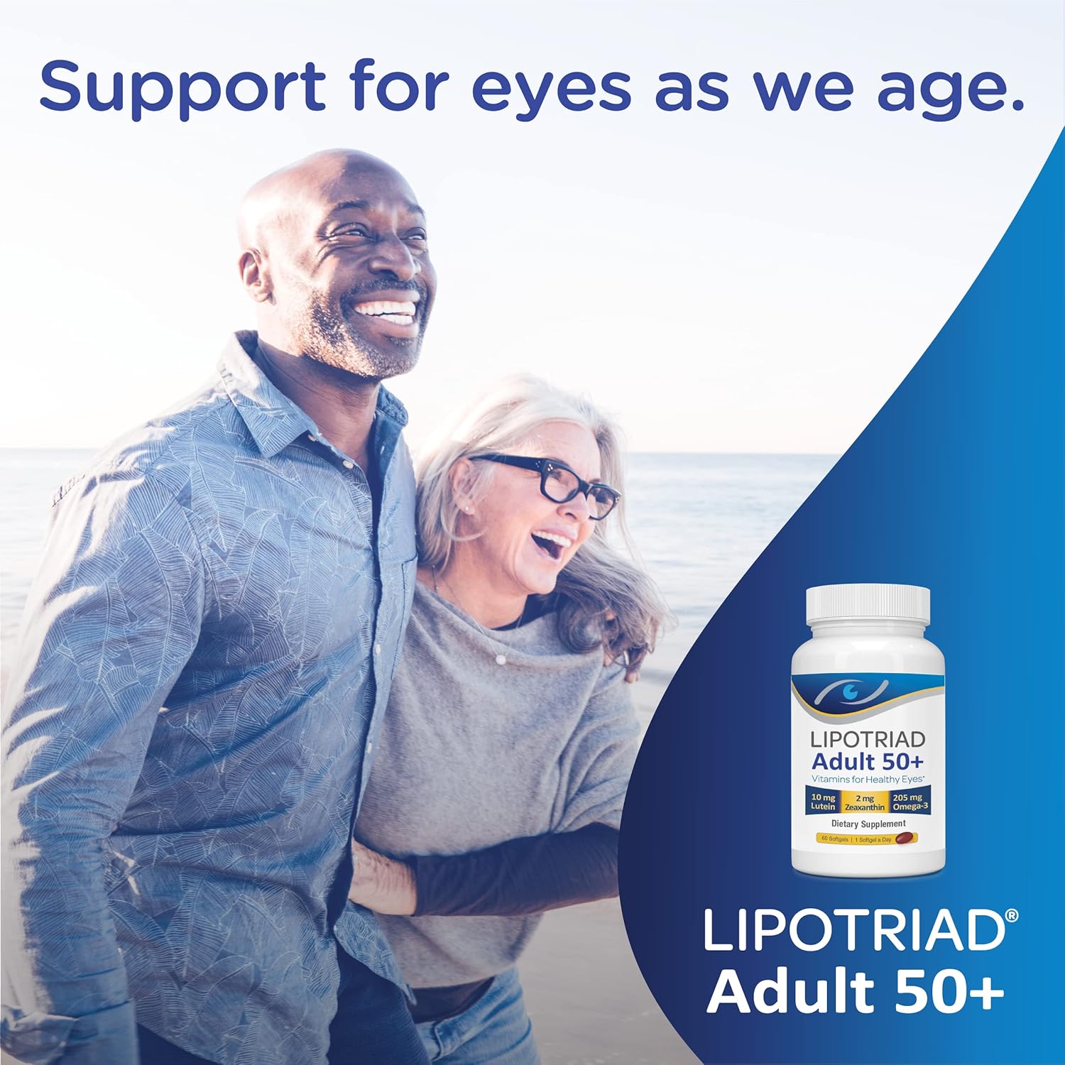 Eye Vitamin and Mineral Supplement with Zinc, Vitamins C & E, Omega 3, Lutein & Zeaxanthin - 60 Count by Lipotriad