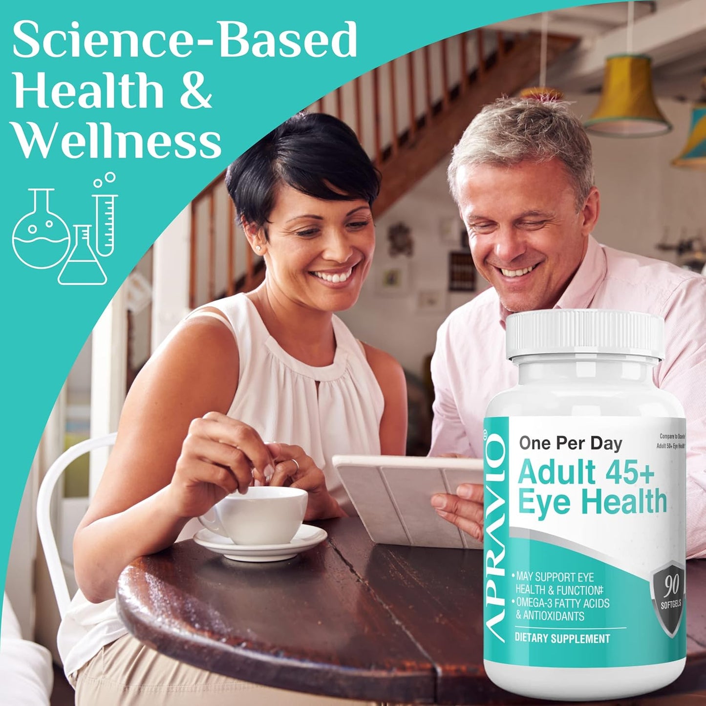Eye Vitamins for Adults 45+ with Vitamin C, E, Zinc, Copper & Omega-3 - 90 Softgels for Vision Health & Protection