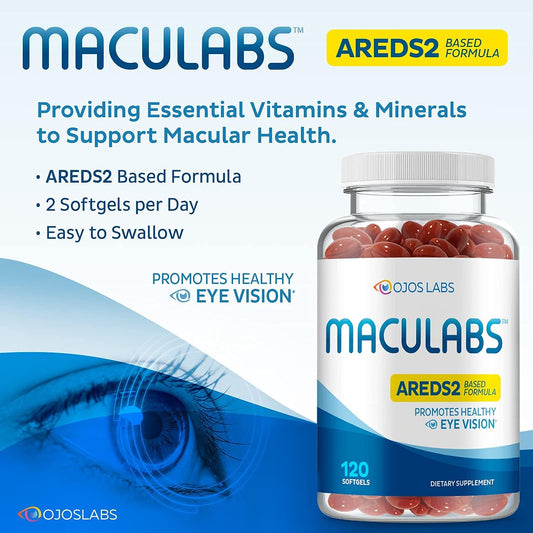 Eye Vitamins with Lutein & Zeaxanthin for Macular Health - Vision Supplements for Adults - 120 Softgels - Made in USA by OjosLabs