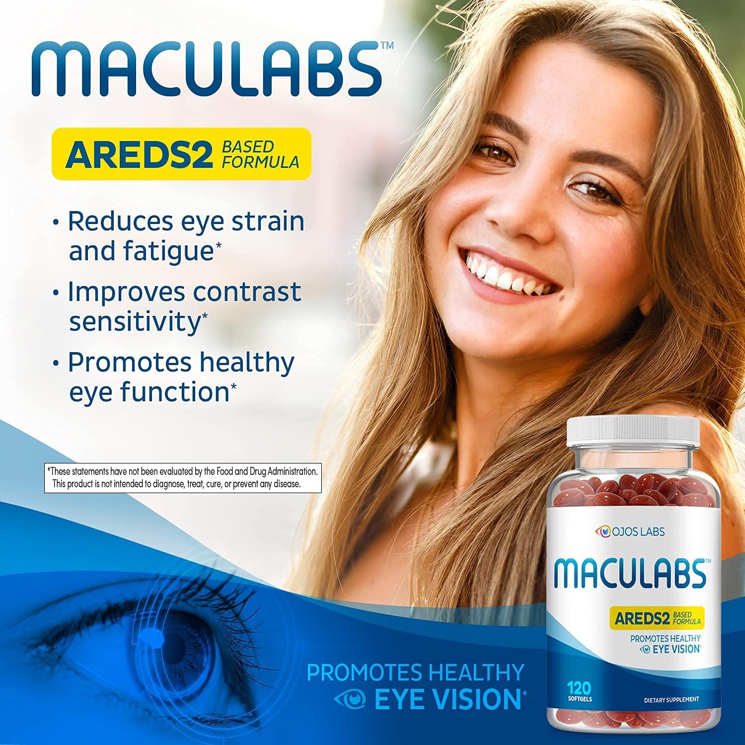 Eye Vitamins with Lutein & Zeaxanthin for Macular Health - Vision Supplements for Adults - 120 Softgels - Made in USA by OjosLabs