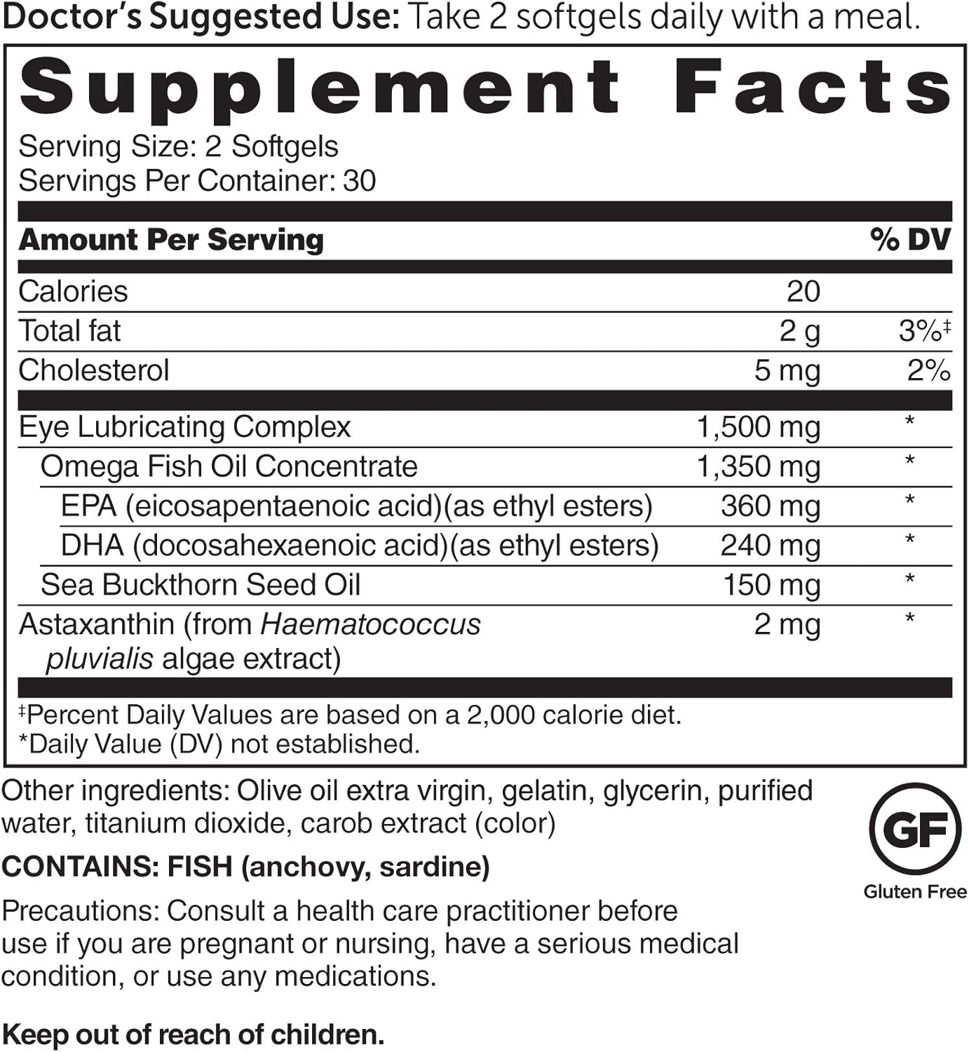 Eyedrate Hydration and Lubrication Supplement with Omega-3, Omega-7, and Antioxidants - 60 Softgels