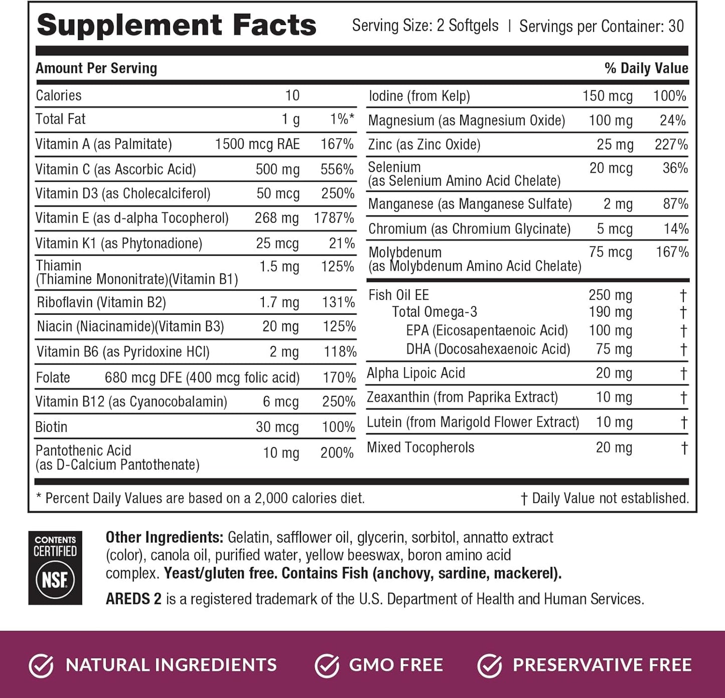 EyePromise Macular Health Complete Softgel Multi-Vitamins for Eye and Overall Health - Enhanced Absorption Formula