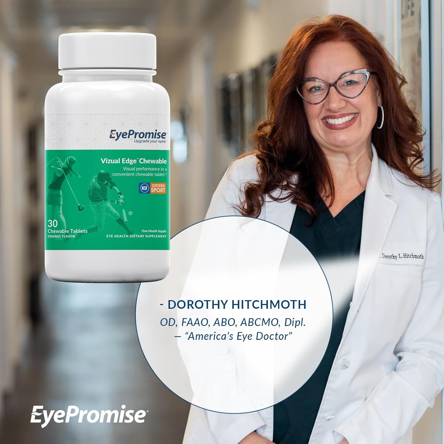 EyePromise Vizual Edge Chewable Eye Vitamin - NSF Certified Sport Performance Formula - 3 Month Supply, Citrus Flavor