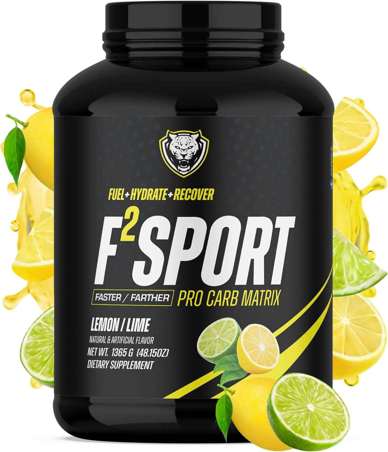 F2 Sport Pro Endurance Fuel with Cluster Dextrin® Carb Matrix & Electrolytes - 50 Servings, Lemon Lime - Ideal for Running & Training