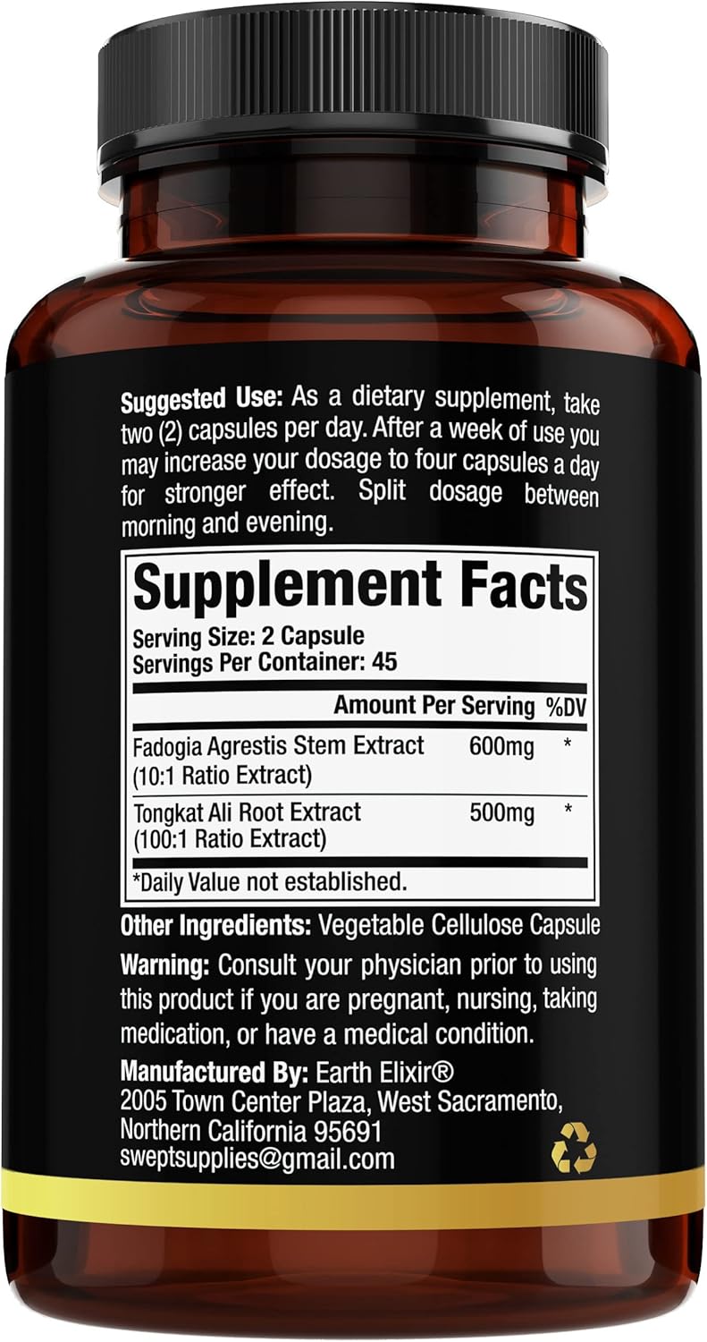 Fadogia Agrestis, Tongkat Ali, Turkesterone, Ecdysterone Supplements Bundle - 180 Capsules