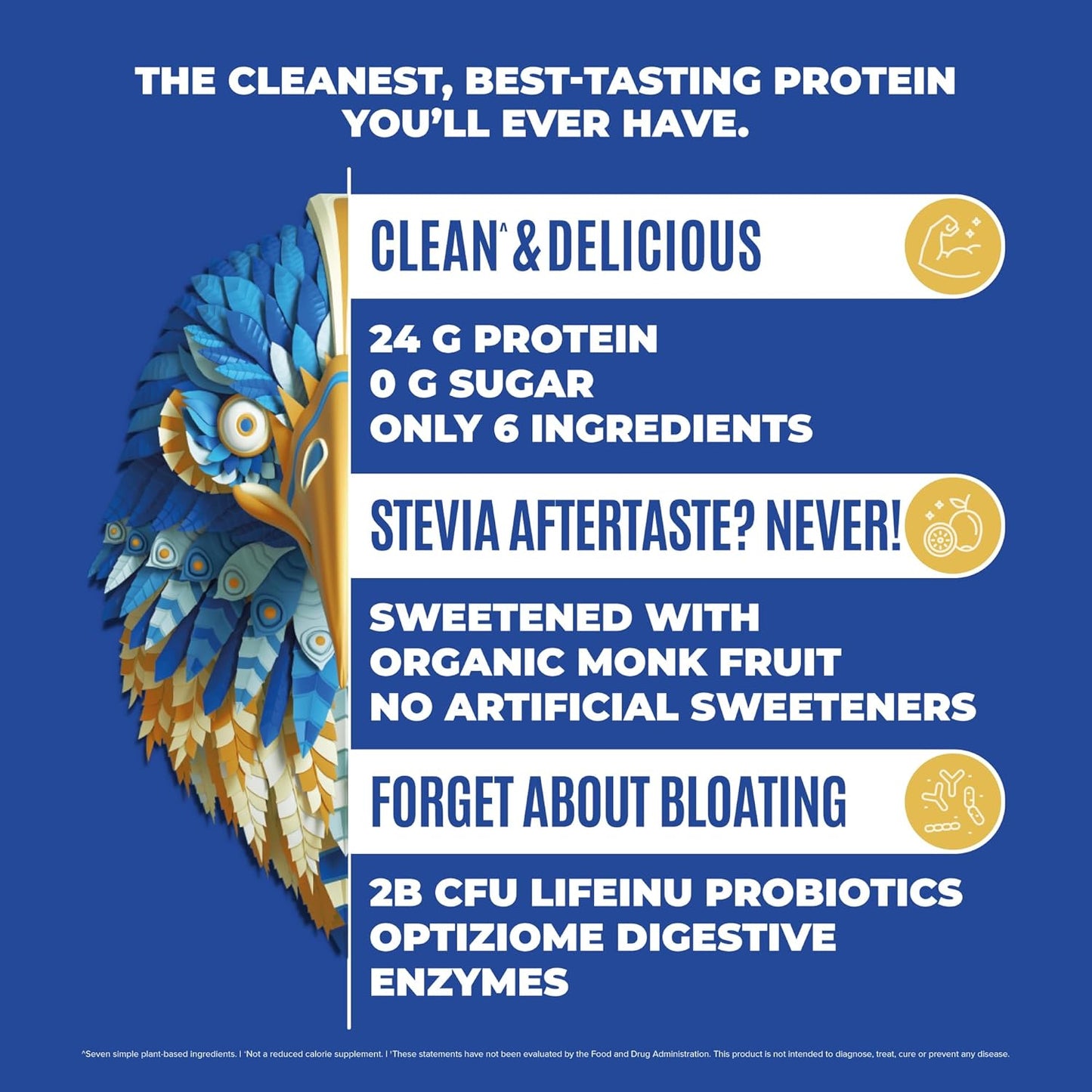 Falcon Organic Vanilla Vegan Protein Powder - 24g Protein, Sugar Free, Probiotics, Low Carb, Keto Friendly - Plant Based Pea Protein Powder - 20 Servings