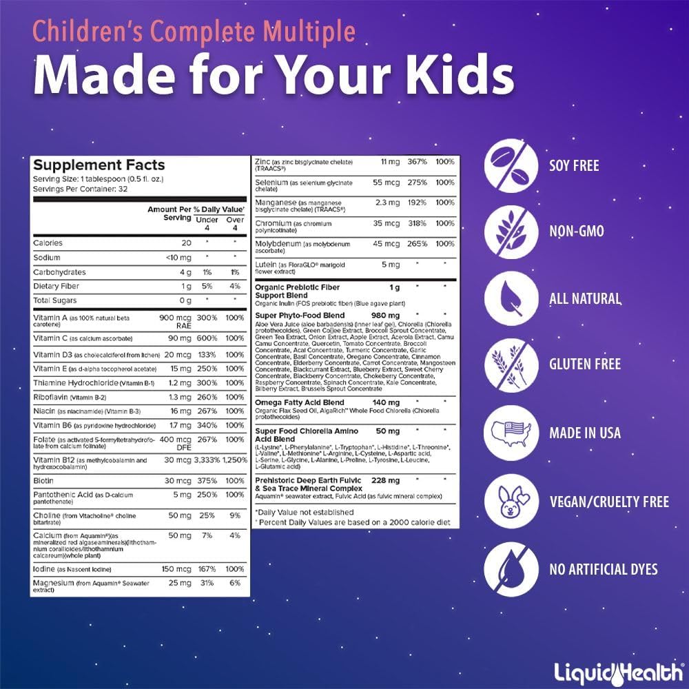 Family Bundle: LiquidHealth Adult & Children's Complete Multiple Daily Liquid Multivitamin - Immune Support & Whole Foods - Vegan, Non-GMO, Gluten-free
