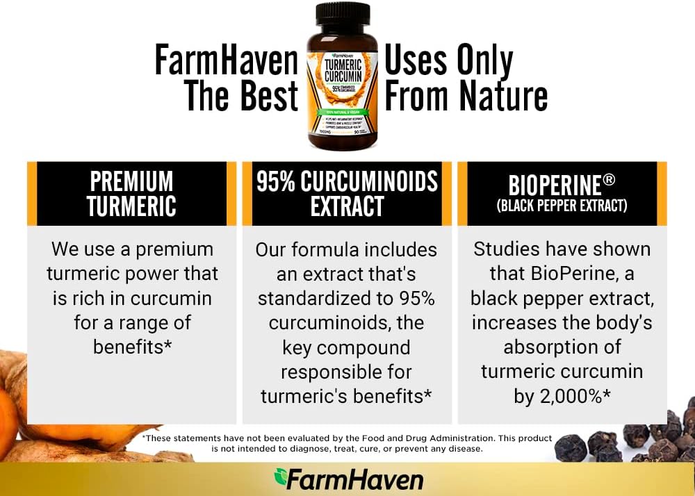 FarmHaven Turmeric Curcumin with BioPerine Black Pepper and 60 Billion CFU Probiotic Supplement