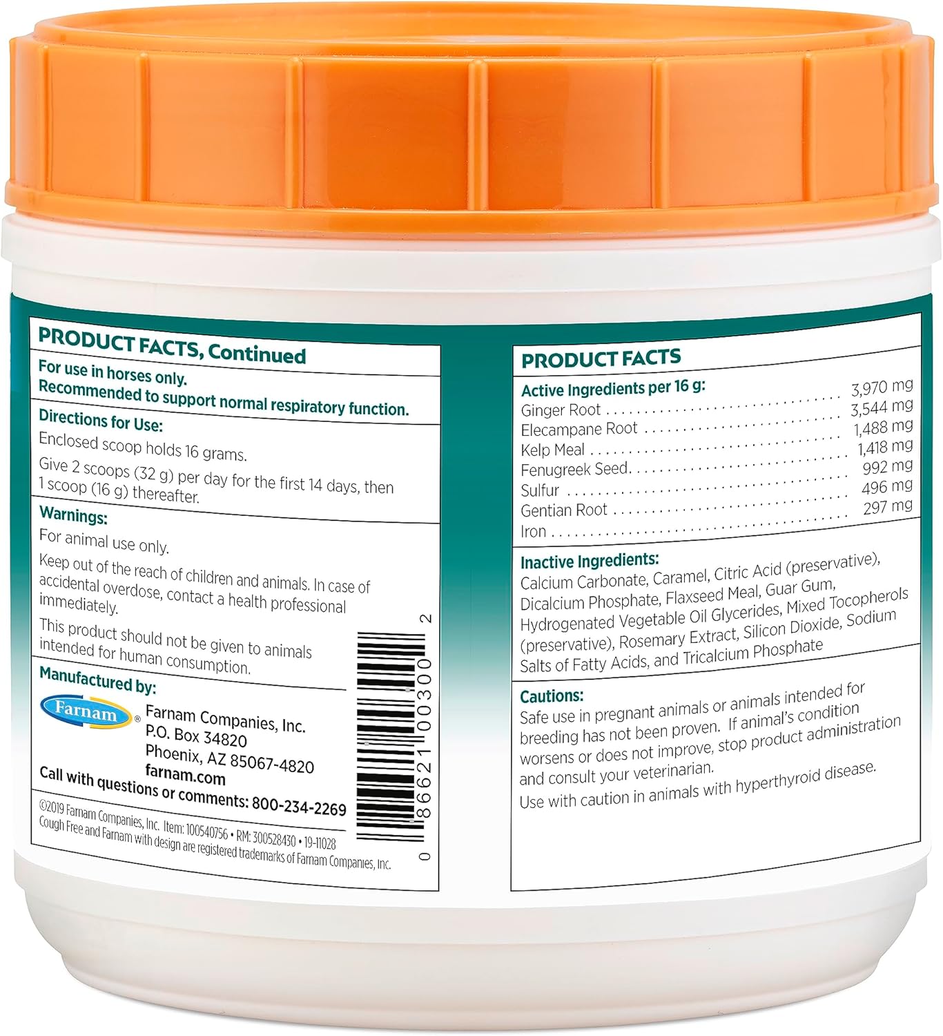 Farnam Cough Free Pellets, Horse Respiratory Supplement for Seasonal Allergies, 1.75 lb - 48 Day Supply