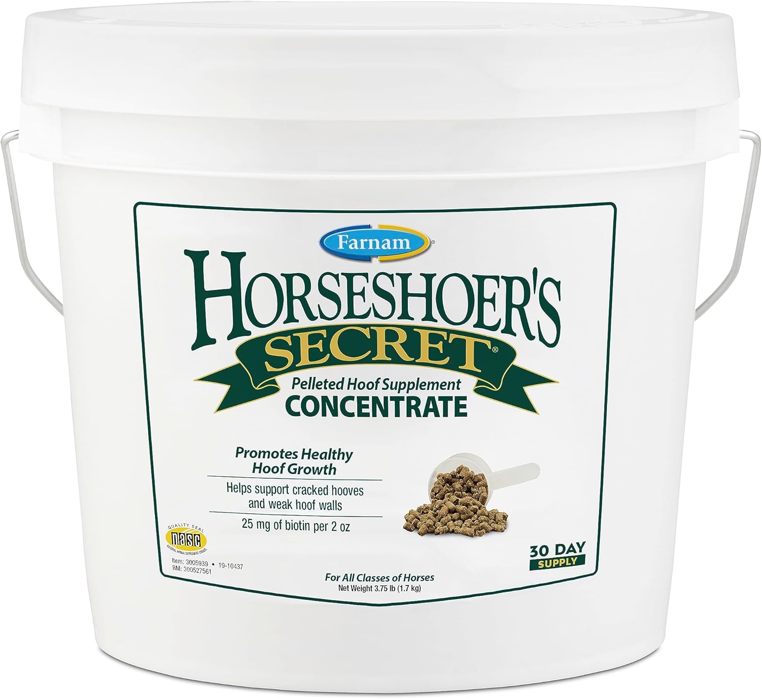 Farnam Horseshoer's Secret Pelleted Hoof Supplement, 25 mg Biotin, 3.75 lb, 30 Day Supply