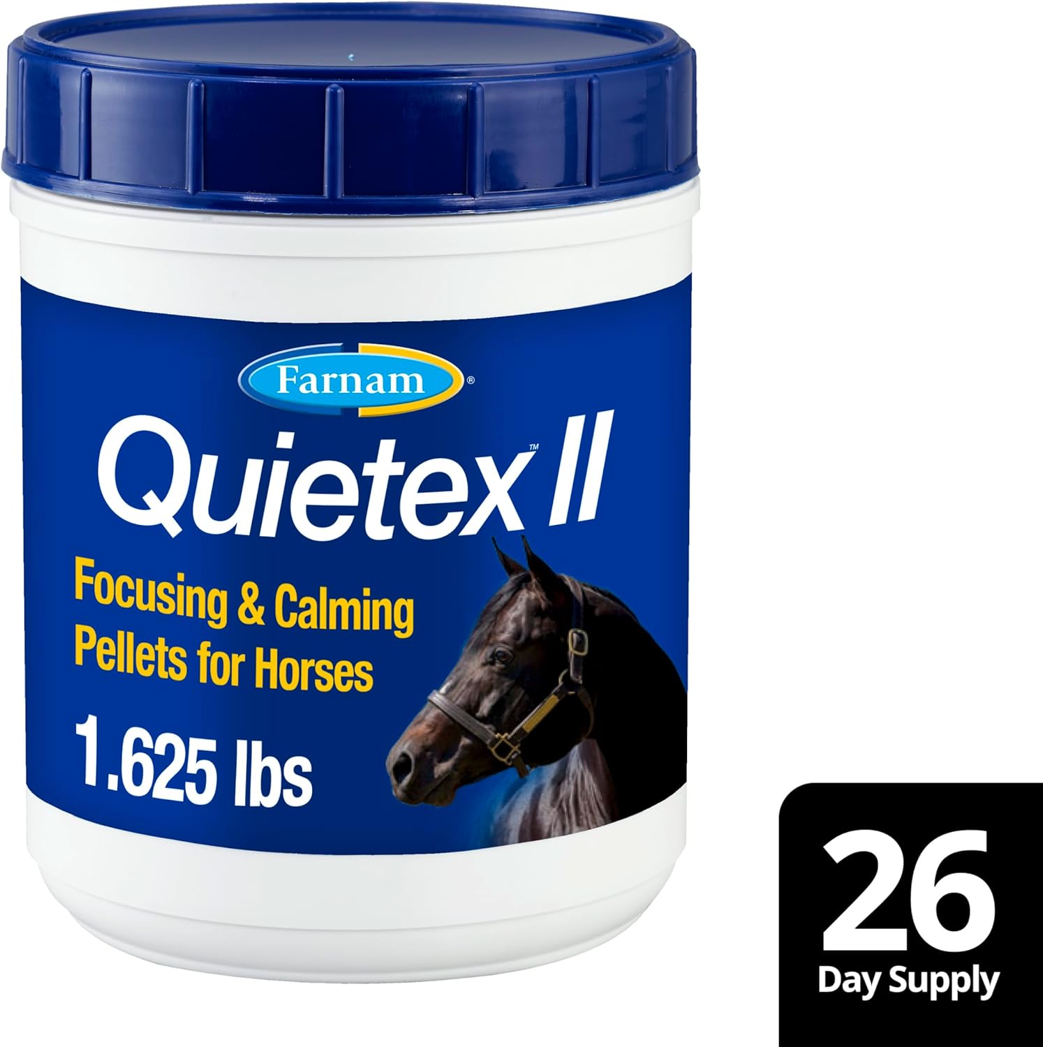 Farnam Quietex II Horse Calming Supplement Pellets - 1.625 lbs - Manage Nervous Behavior - Keep Horses Calm in Stressful Situations - 26 Day Supply