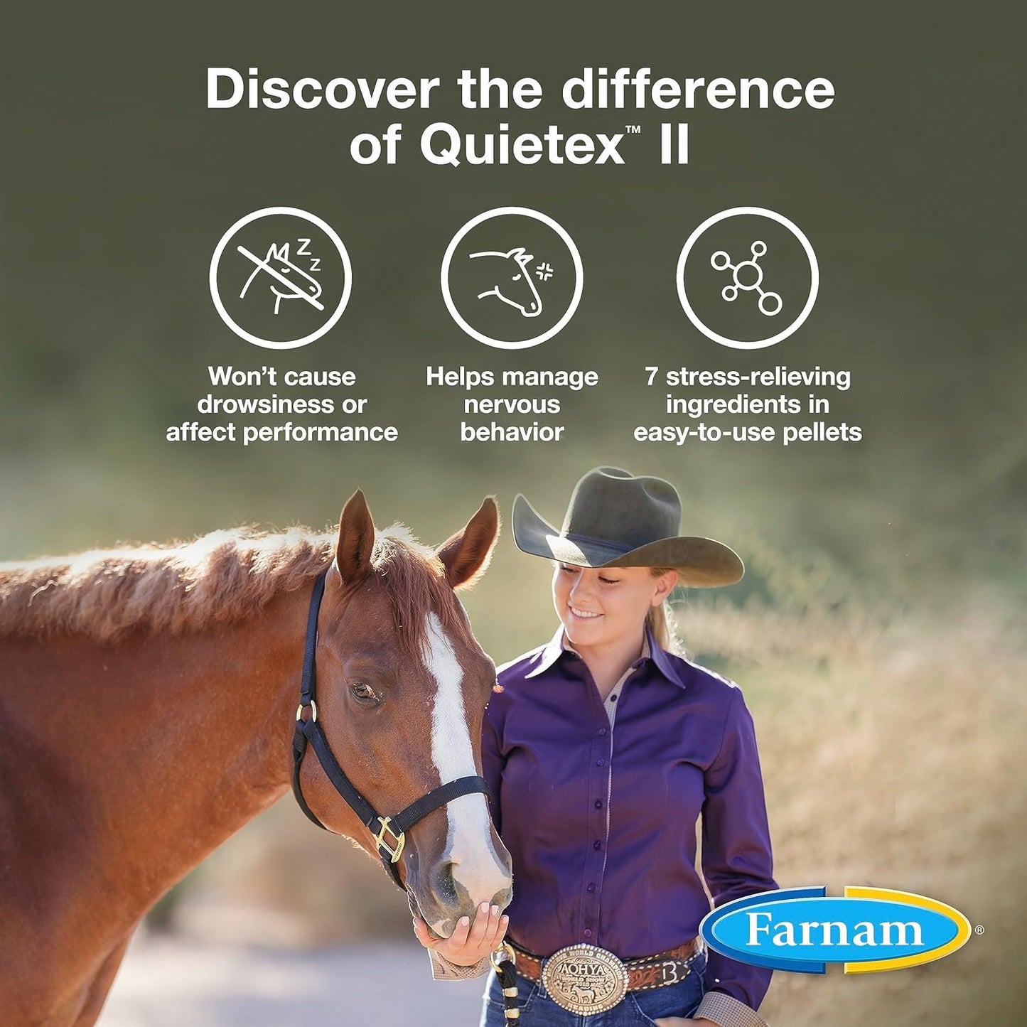 Farnam Quietex II Horse Calming Supplement Pellets - 1.625 lbs - Manage Nervous Behavior - Keep Horses Calm in Stressful Situations - 26 Day Supply