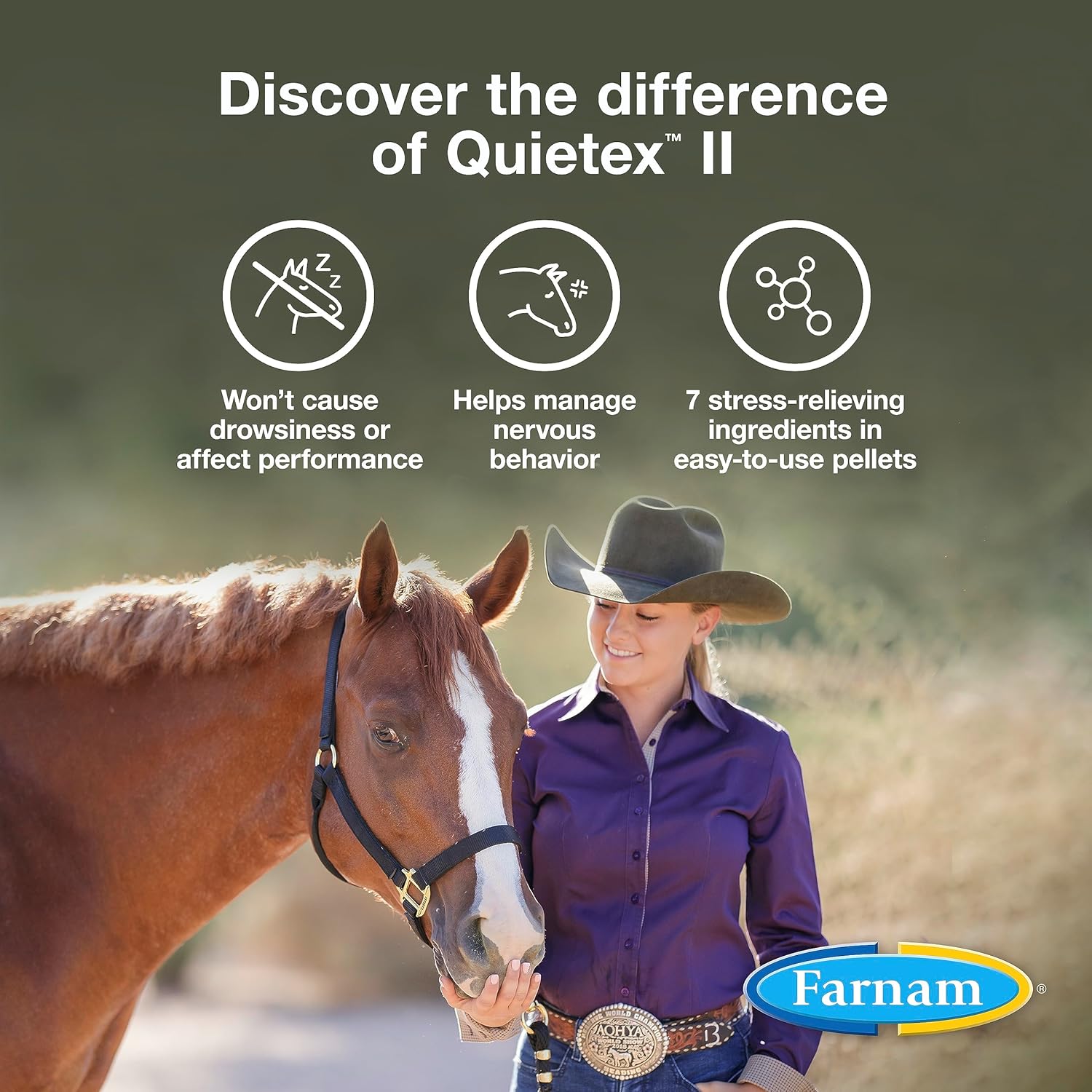 Farnam Quietex II Horse Calming Supplement Pellets - 1.625 lbs - Manage Nervous Behavior - Keep Horses Calm in Stressful Situations - 26 Day Supply