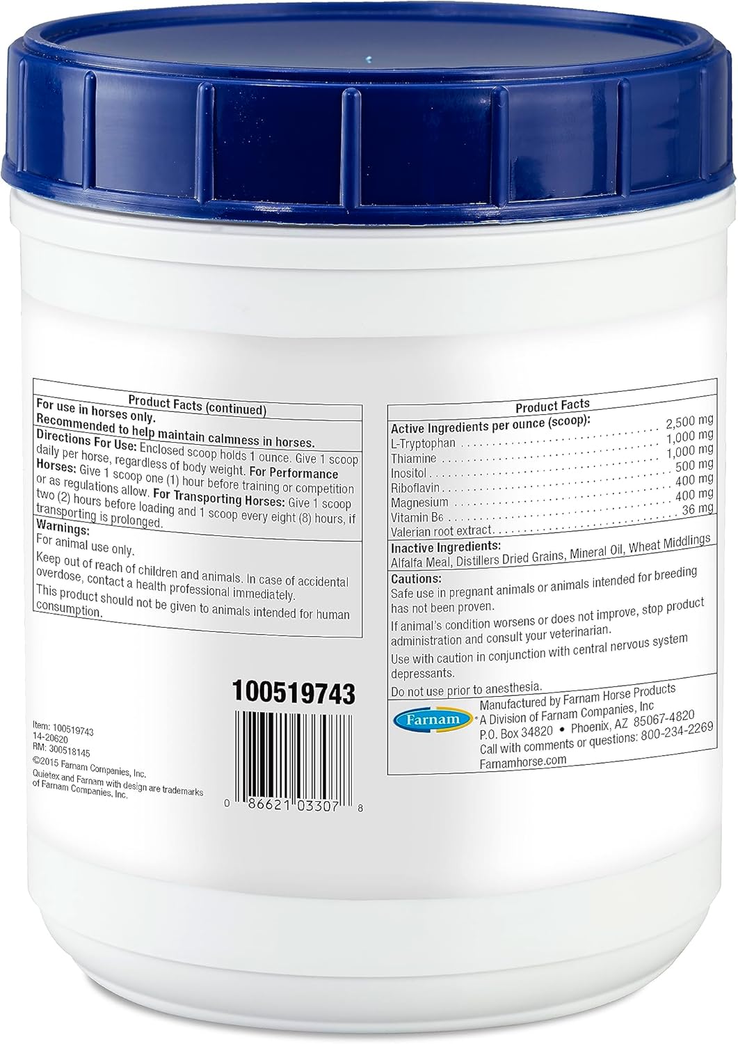 Farnam Quietex II Horse Calming Supplement Pellets - 1.625 lbs - Manage Nervous Behavior - Keep Horses Calm in Stressful Situations - 26 Day Supply