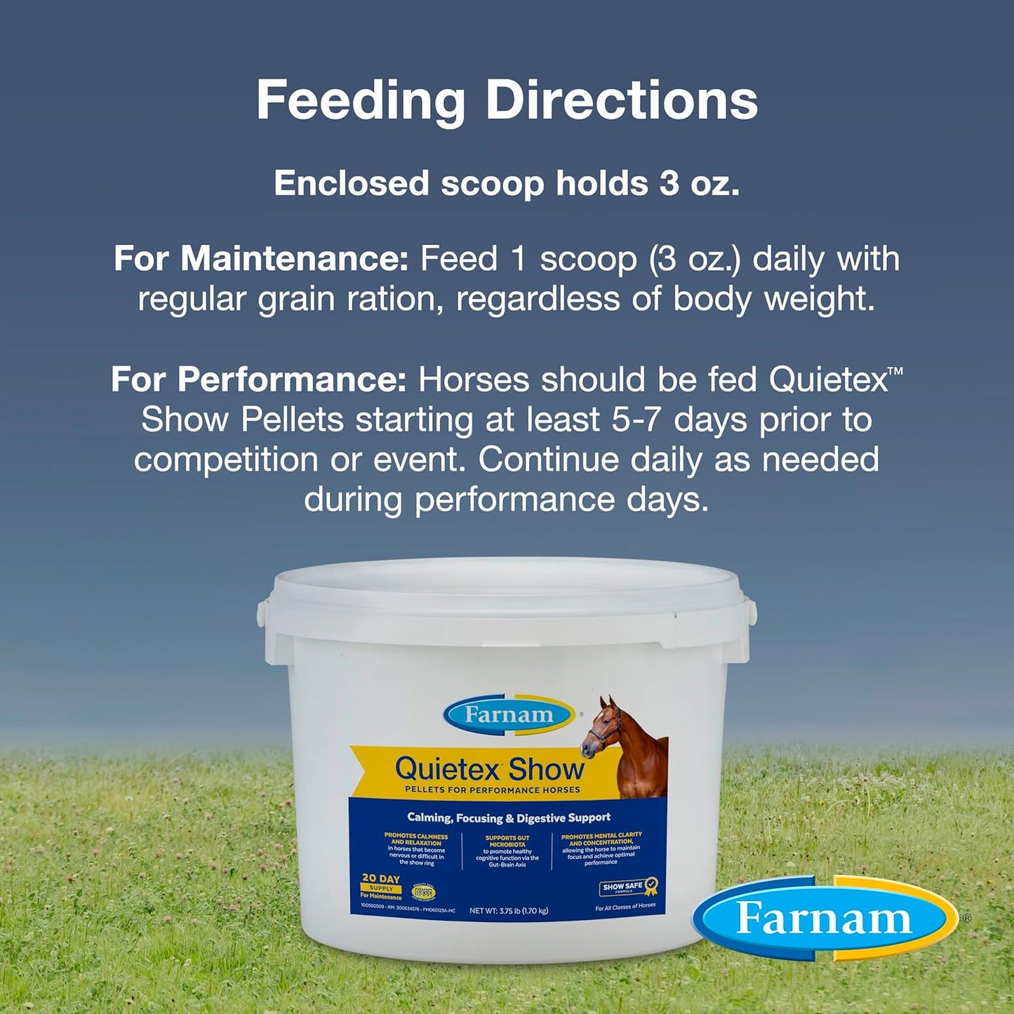 Farnam Quietex Show Pellets for Calming Nervous Horses in the Show Ring - 3.75 lbs.
