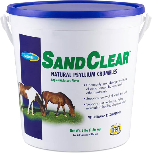 Farnam Sand Clear for Horses: Natural Psyllium Crumbles, 3 lbs. - Veterinarian Recommended for Colon Health