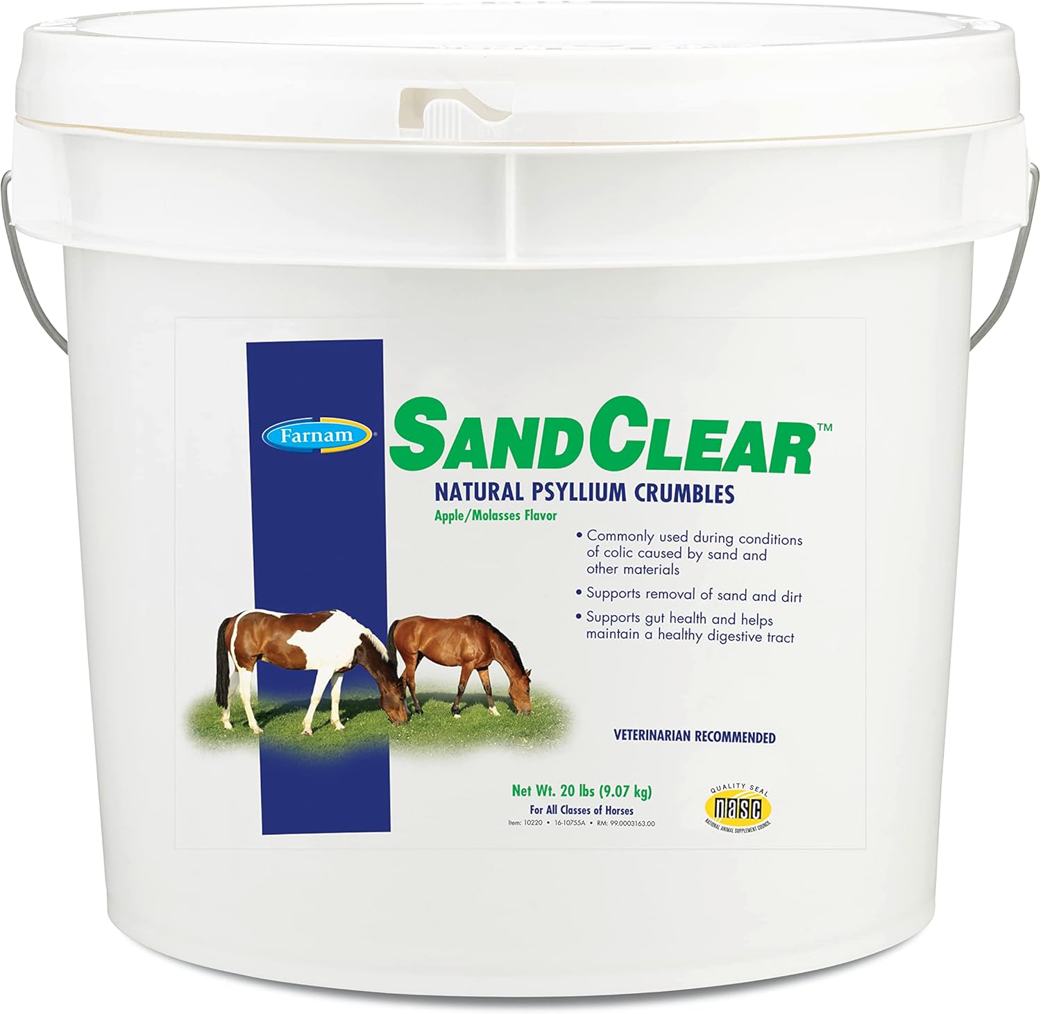 Farnam Sand Clear Natural Psyllium Crumbles for Horses, Veterinarian Recommended, 20 lbs, 64 Scoops