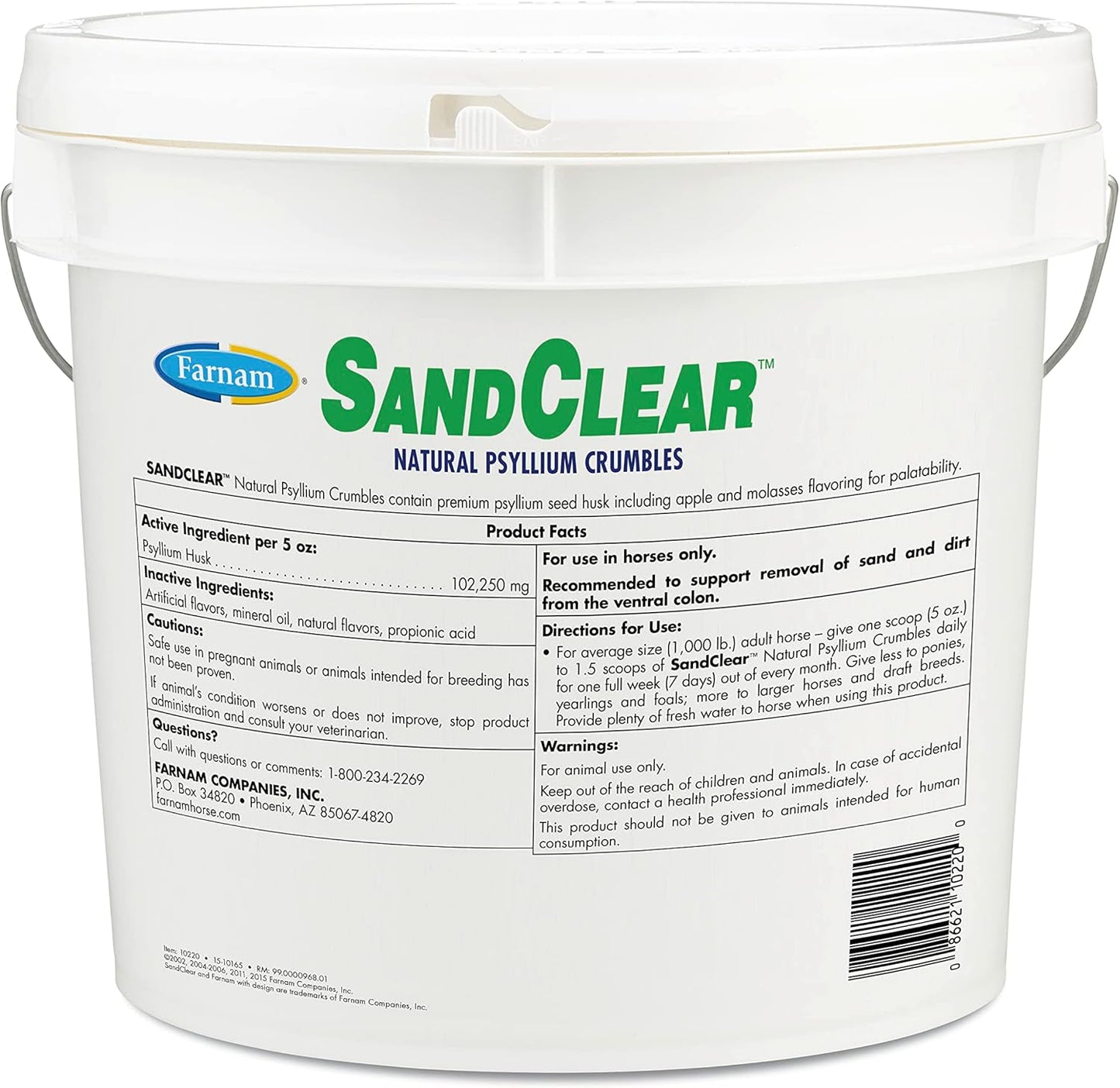 Farnam Sand Clear Natural Psyllium Crumbles for Horses, Veterinarian Recommended, 20 lbs, 64 Scoops