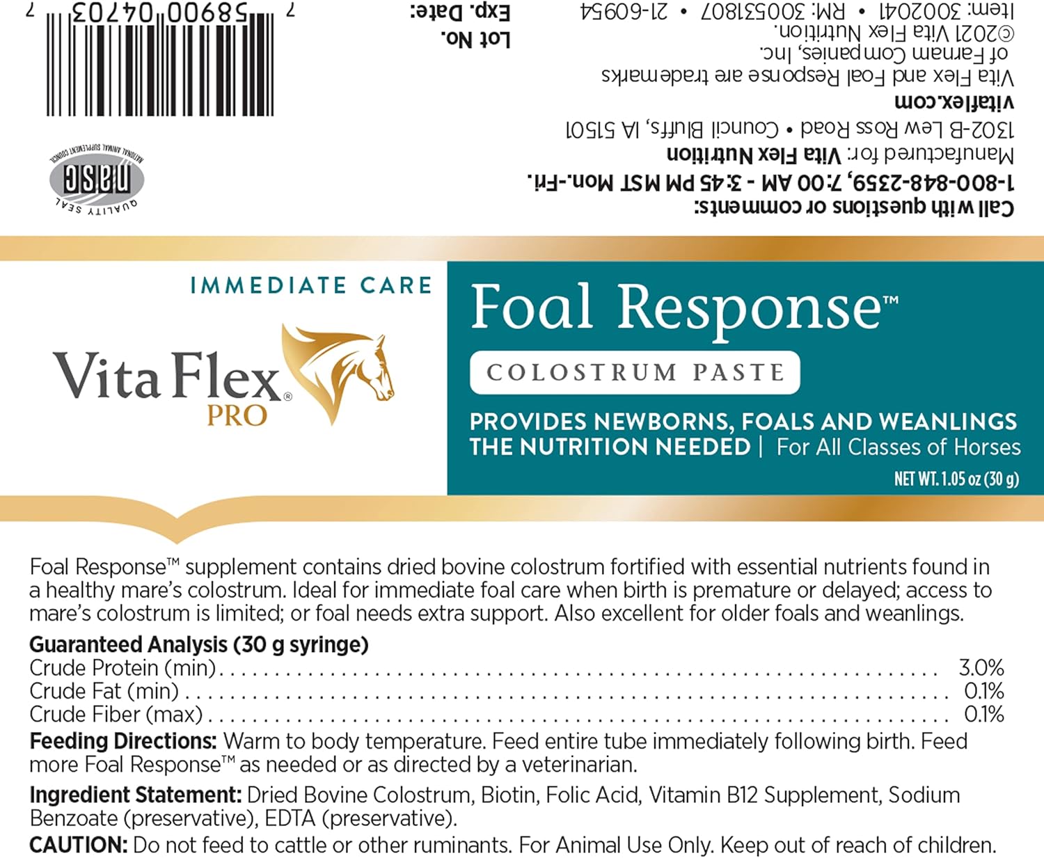 Farnam Vita Flex Pro Foal Supplement and Immediate Care Colostrum Paste 1.05 oz - Boosts Newborn Horse Health
