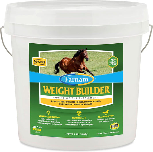 Farnam Weight Builder Horse Supplement, 7.5 lbs, No Sugar Added, Maintains Optimal Weight, 30 Day Supply