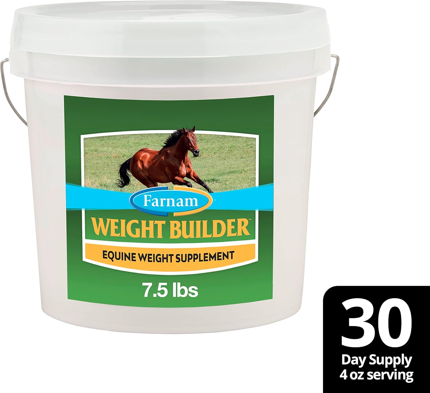 Farnam Weight Builder Horse Supplement, 7.5 lbs, No Sugar Added, Maintains Optimal Weight, 30 Day Supply
