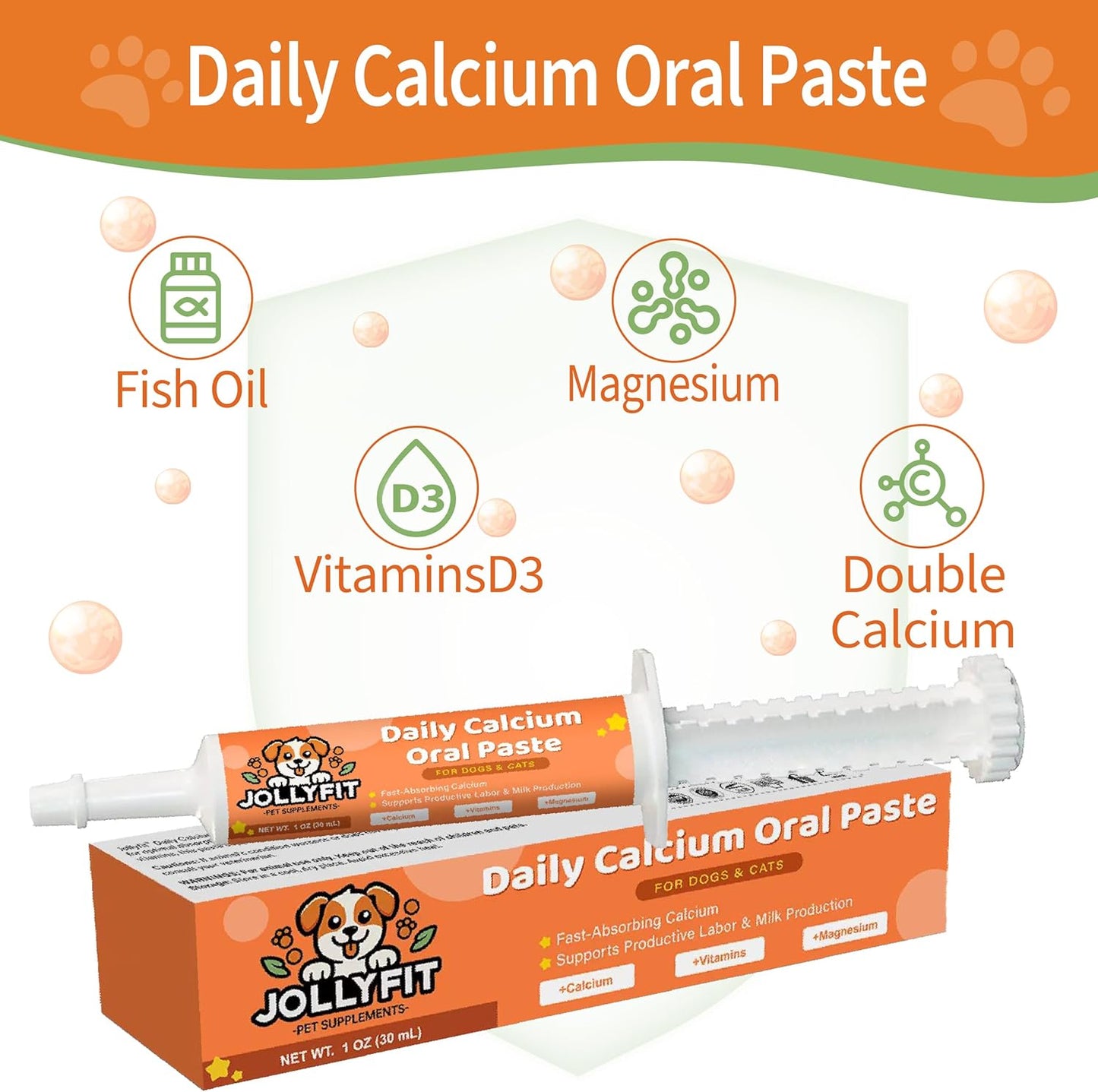 Fast-Absorbing Oral Calcium Supplement for Whelping Dogs & Cats - Supports Labor, Milk Production, and Puppy Health - 1 oz