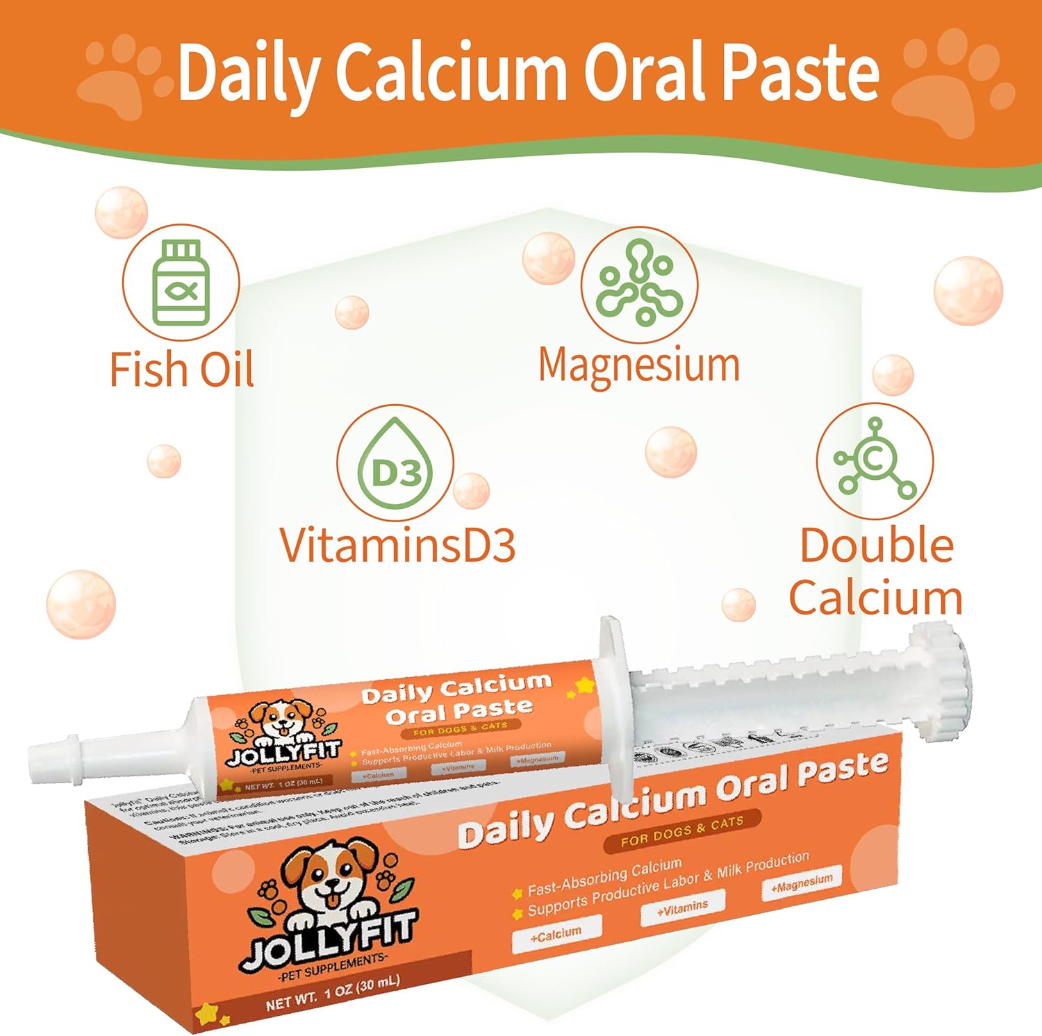 Fast-Absorbing Oral Calcium Supplement for Whelping Dogs & Cats - Supports Labor, Milk Production, and Puppy Health - 1 oz