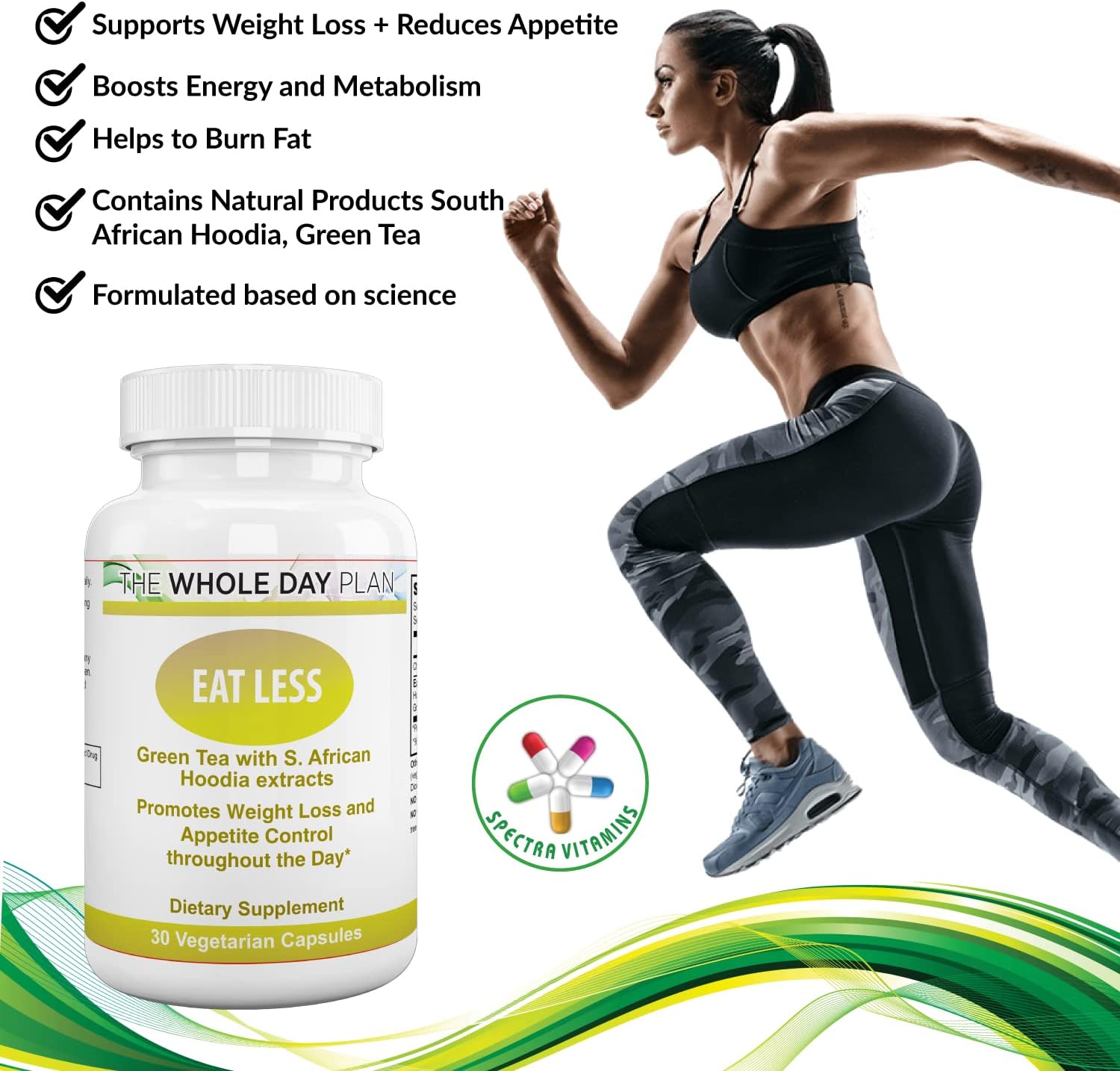 Fast-Acting Appetite Suppressant Weight Loss Pills for Women and Men - 30 Capsules - Made in USA - Burn Fat and Eat Less with The WHOLE DAY Plan