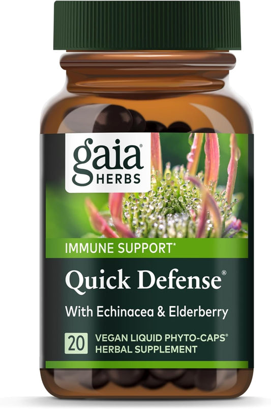 Fast-Acting Immune Support Supplement with Echinacea, Black Elderberry, Ginger & Andrographis - 20 Vegan Liquid Phyto-Capsules