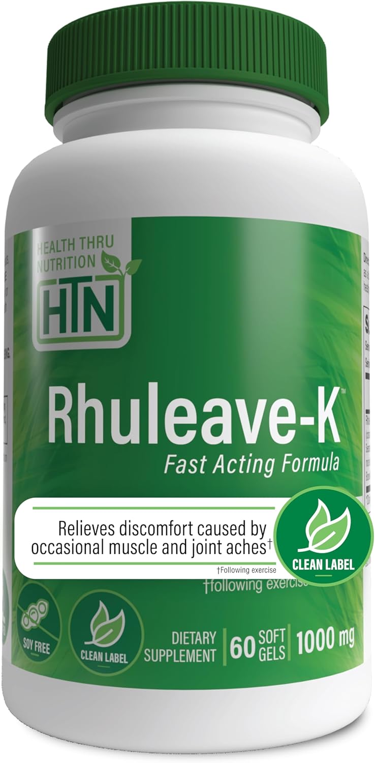 Fast-Acting Joint & Muscle Relief Supplement with Curcumin & Boswellia | Health Thru Nutrition Rhuleave-K 1,000mg | Clinically Studied | Non-GMO | Pack of 60