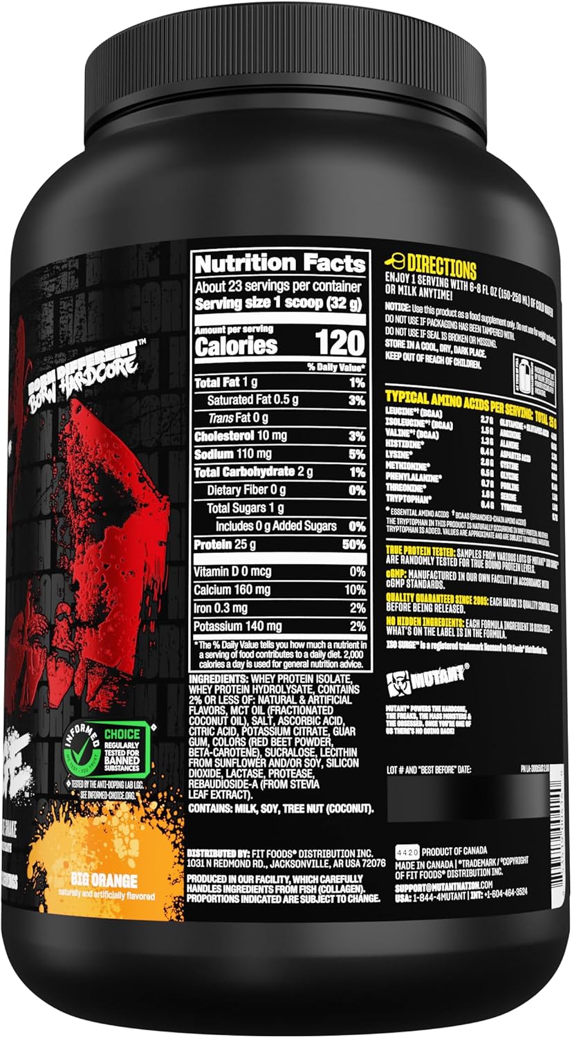 Fast-Acting Mutant ISO Surge Whey Isolate Powder for Muscle Recovery, Building, and Strength - 1.6 lb Dreamsicle Flavor