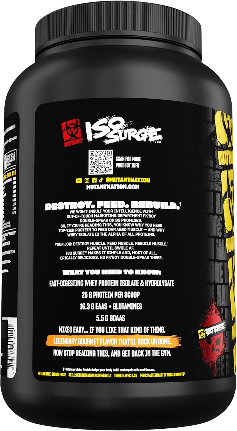 Fast-Acting Mutant ISO Surge Whey Isolate Powder for Muscle Recovery, Building, and Strength - 1.6 lb Dreamsicle Flavor