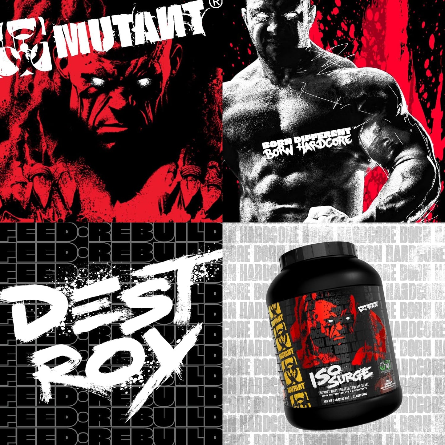 Fast-Acting Mutant ISO Surge Whey Protein Isolate Powder for Muscle Recovery and Strength - 1.6 lb Strawberry Milkshake Flavor