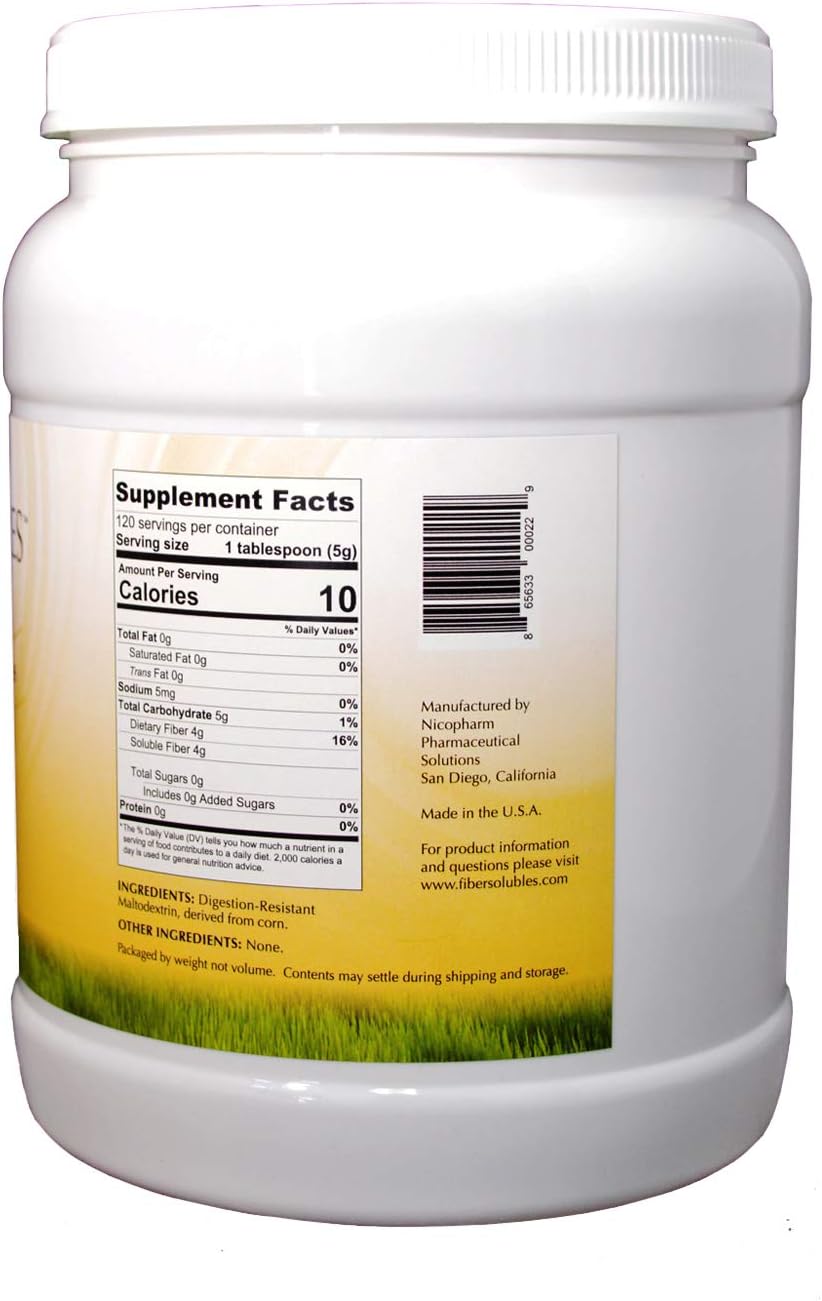 Fast-Dissolving Fibersoluble Supplement for Digestive Health - 100% Soluble Fiber Powder