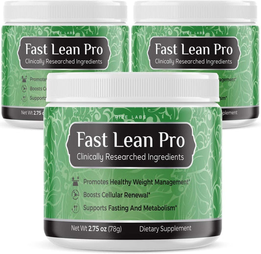 Fast Lean Pro Advanced Formula Supplement - 3 Pack, Hydration BCAA Drink Capsules, Easy to Scoop, Great Taste - 90 Servings