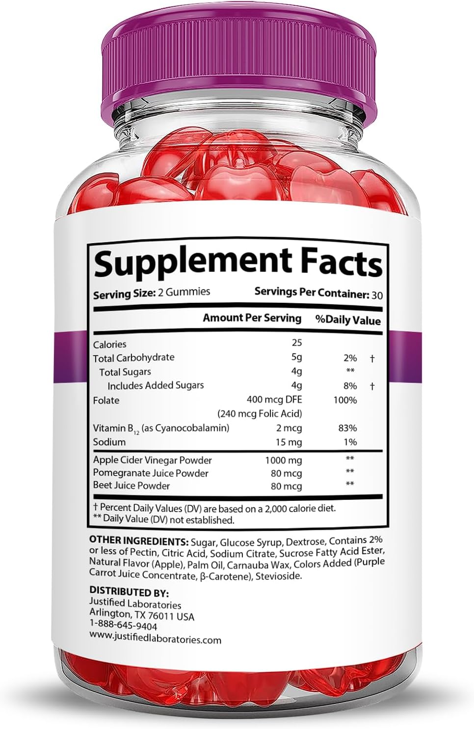 Fast Ripped Keto ACV Gummies with Pomegranate Beet Juice Powder - 1000MG Formula - 60 Vegan Gummys