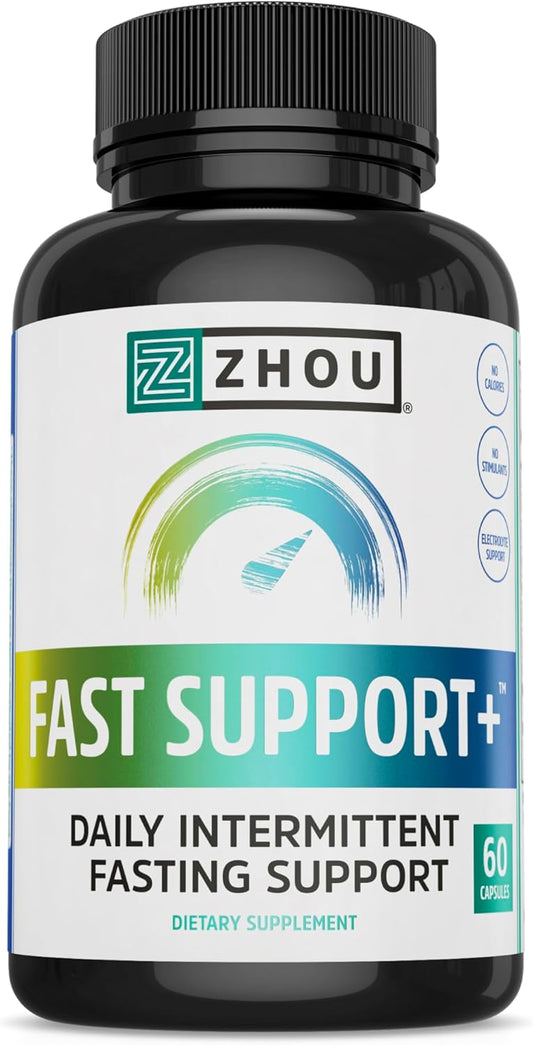 Fast Support+ Intermittent Fasting Supplement with Vitamin B12 and Electrolytes for Energy and Physical Performance, 60 Veg Caps