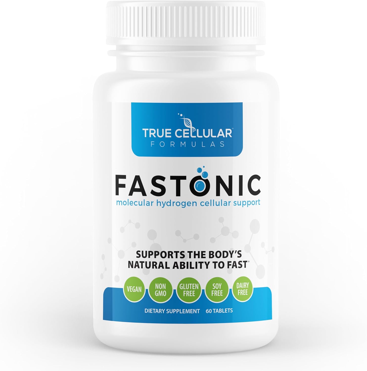 Fastonic Molecular Hydrogen Supplement - Elite Level of H2 for Effortless Fasting and Improved Cognitive Function - 60 Servings, Non GMO, Gluten Free, Soy Free