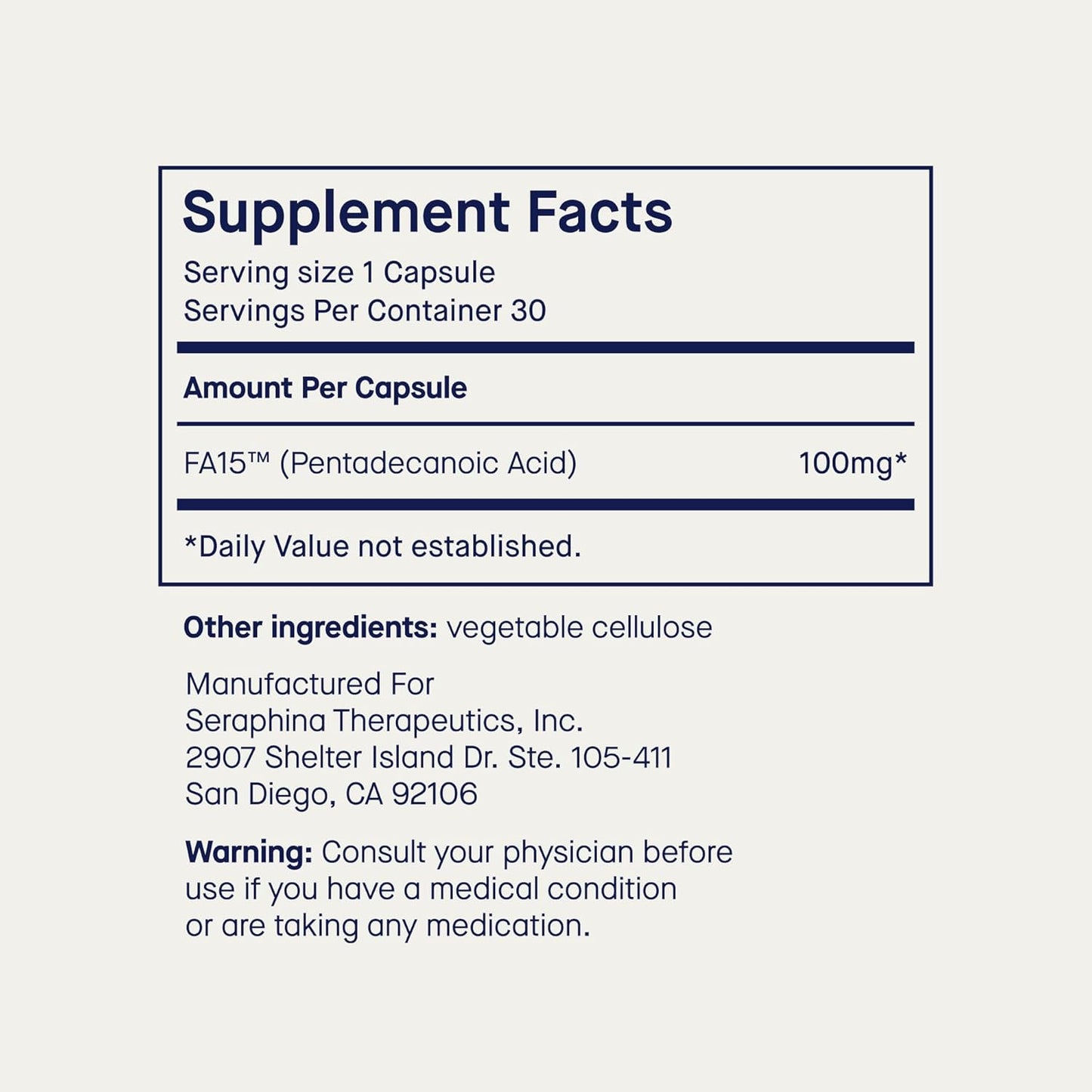 Fatty15 Pure C15:0 Pentadecanoic Acid Supplement - Triple Omega-3 Benefits - Longevity & Gut Health Support - Vegan Capsules 90ct
