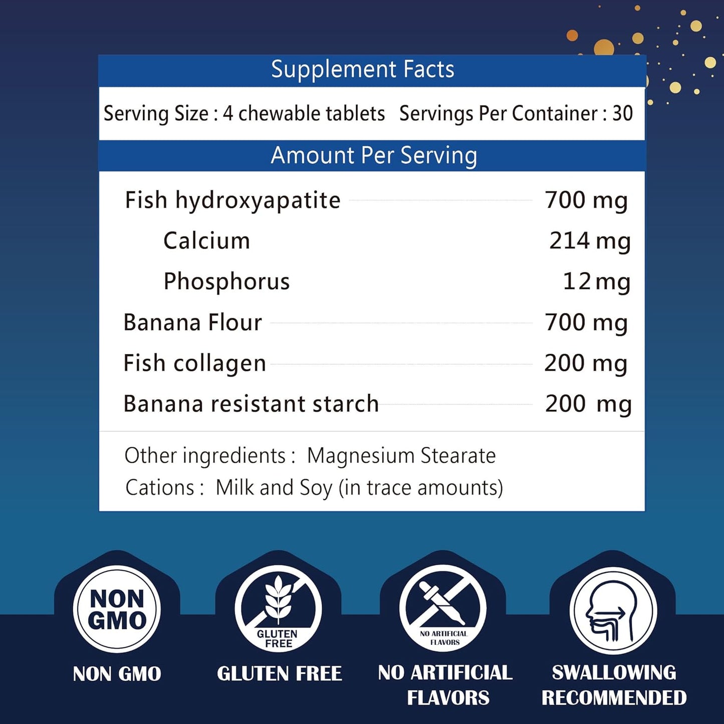 Fecula Biotech Fish Scale Calcium Supplement | Chewable Tablets for Strong Bones and Muscles | All Ages | Effective Absorption | 120 Tablets