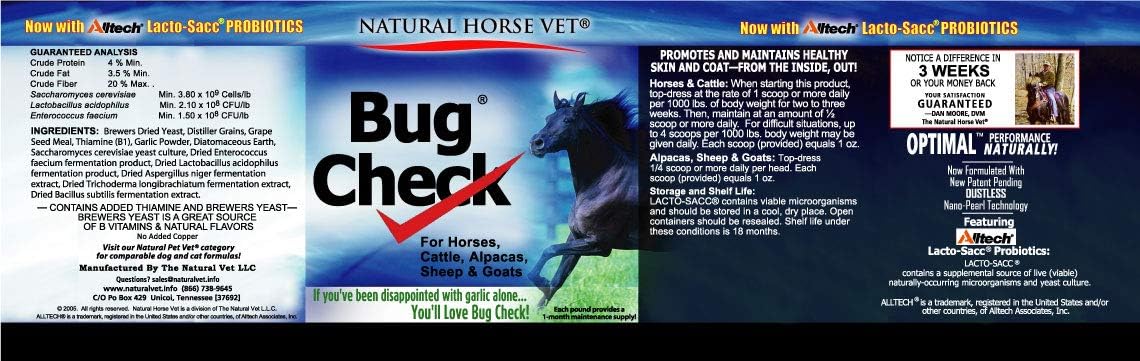 Feed-Thru Bug Check Supplement for Horses, Cattle, Alpacas, Sheep, and Goats - Promotes Healthy Skin & Coat (2 Lbs)