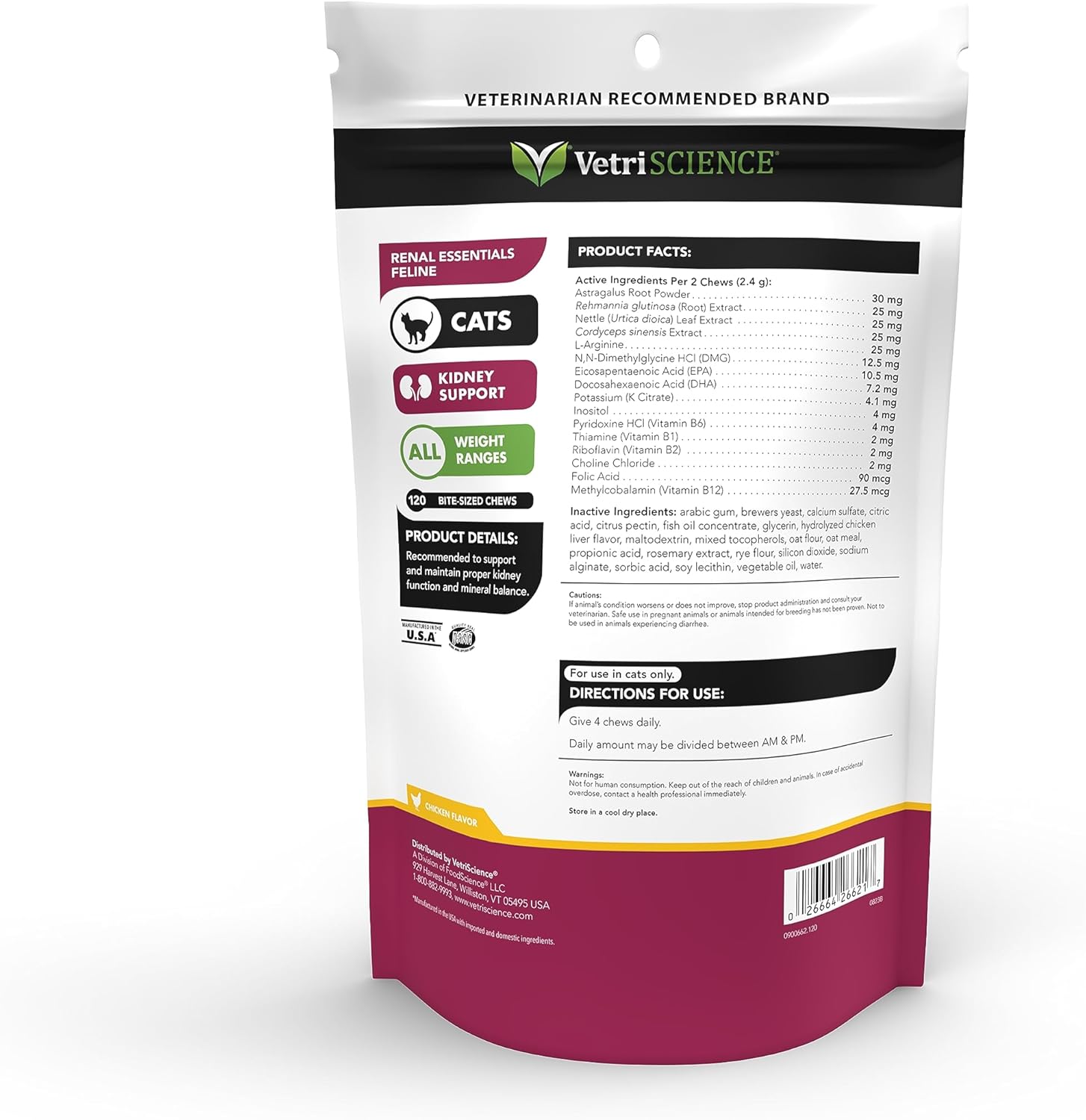 Feline Kidney Supplement with Astragalus Root, Nettle, Herbs, and Folic Acid - Support for Cats' Kidney and Urinary Tract Health