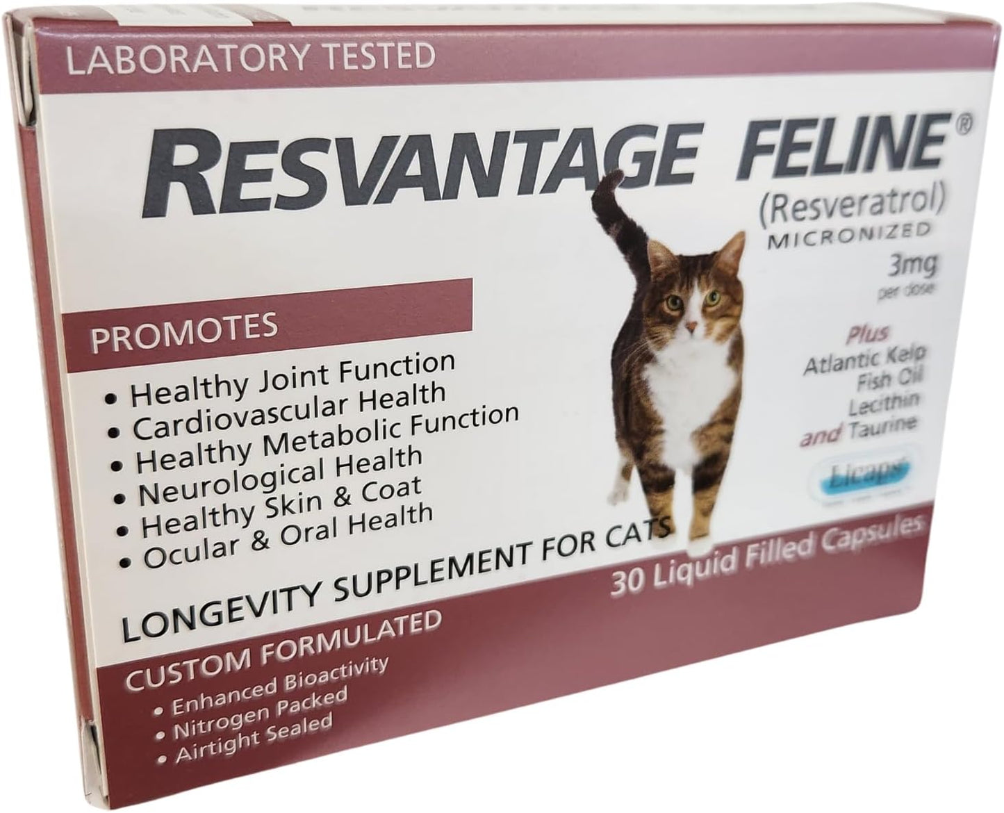 Feline Longevity Supplement with Resveratrol - 30 Capsules for Cats