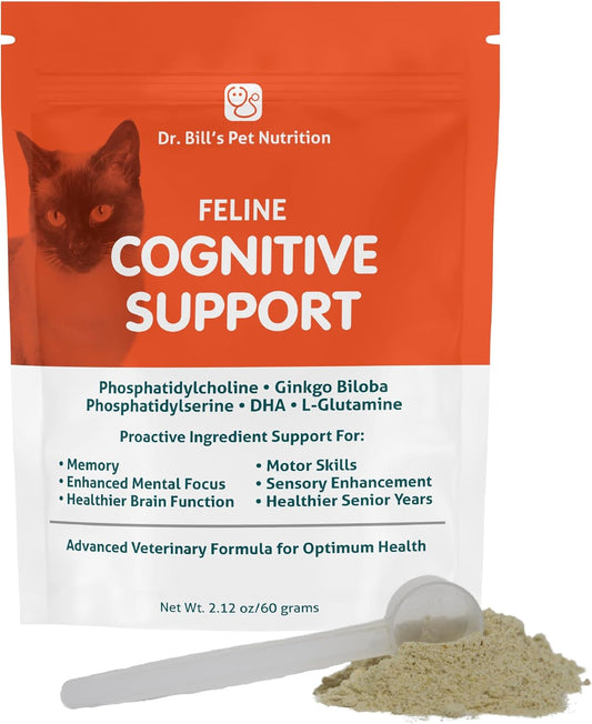Feline Memory Support Supplement with Gingko Biloba, L-Carnosine, B-12, L-Glutamine, L-Tyrosine, and DHA