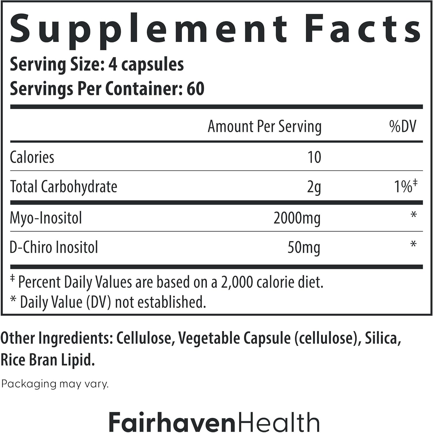 Female Fertility Supplement with Myo-Inositol and D-Chiro Inositol | Hormone Balance Support | Vitamin B8 | 240 Capsules
