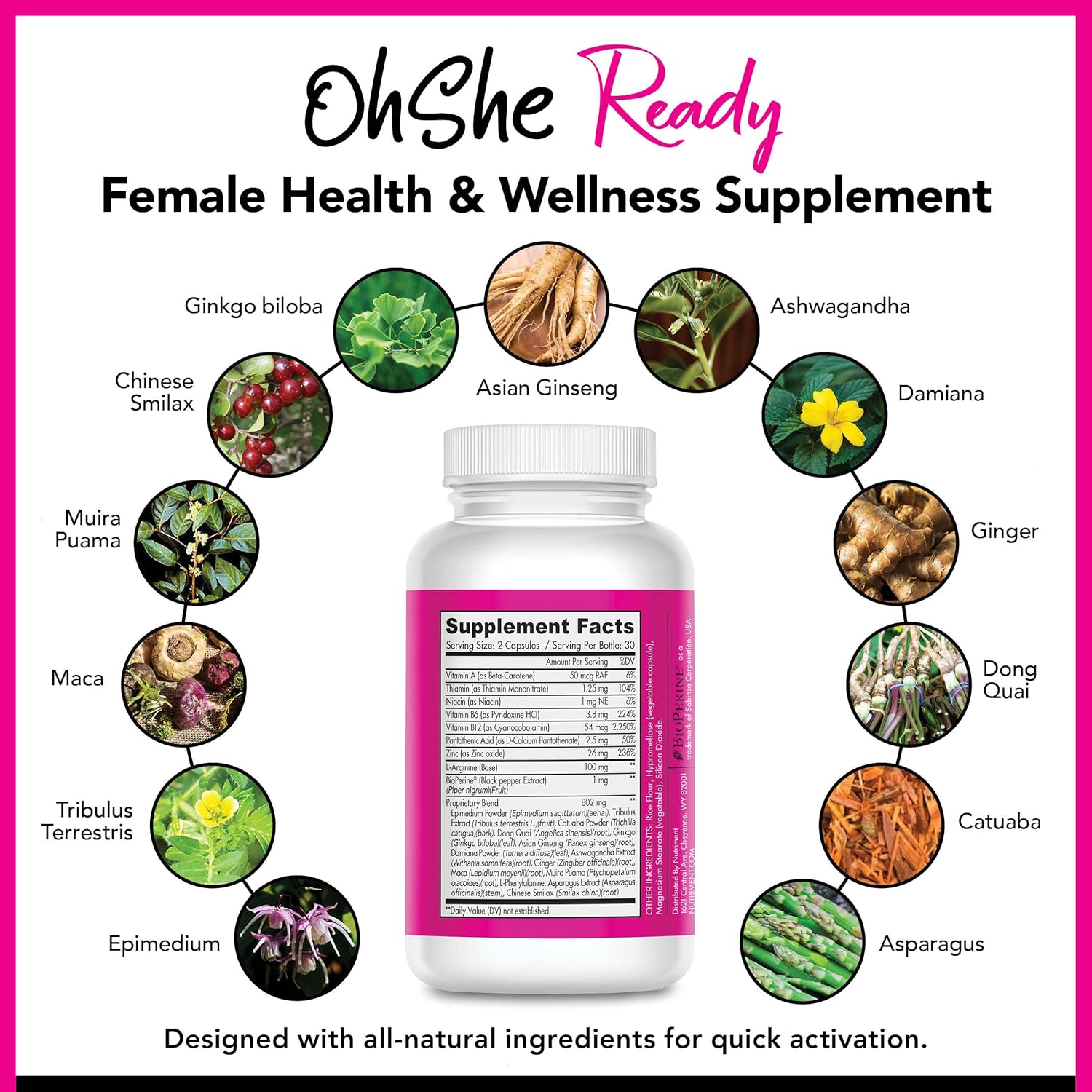 Female Hormonal Harmony Supplement for Energy, Mood, and Vitality - Natural Wellness Support - 60 Capsules