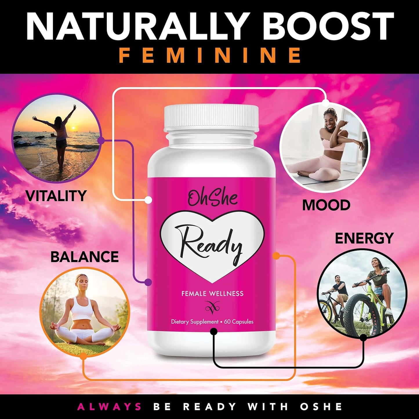 Female Hormonal Harmony Supplement for Energy, Mood, and Vitality - Natural Wellness Support - 60 Capsules